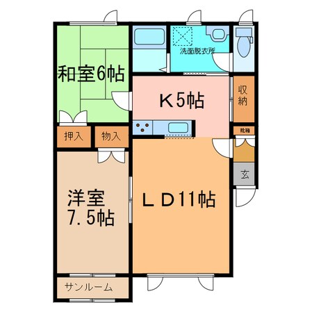 ｺｰﾎﾟ三条　Aの物件間取画像